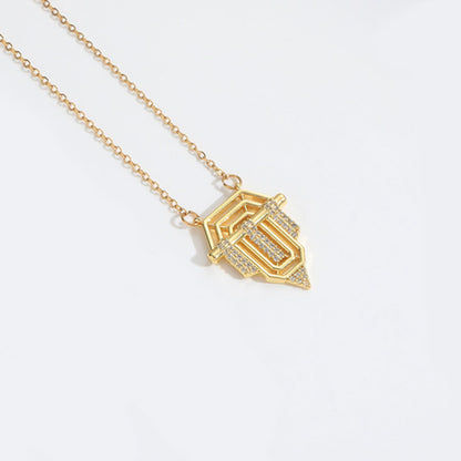 Roman retro flag design pendant necklace for women's collarbone chain