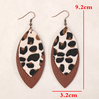 Leaf Shape Leather Dangle Earrings