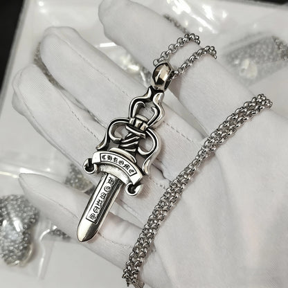 Cross necklace hexagonal star sword boat anchor pendant paired with letter flame pearl chain ﻿