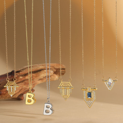 Roman retro flag design pendant necklace for women's collarbone chain