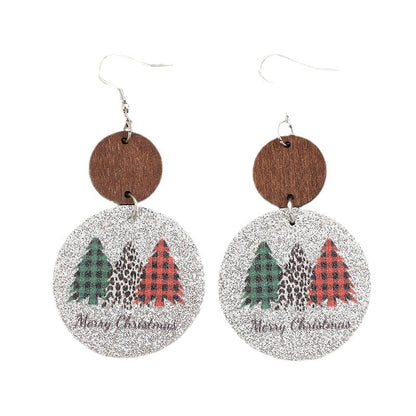 Leather Christmas Tree Earrings