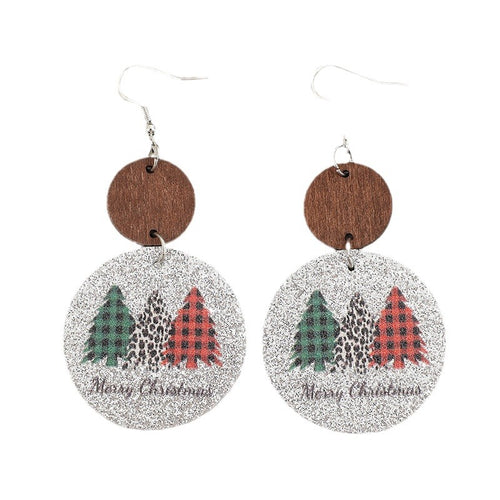 Leather Christmas Tree Earrings