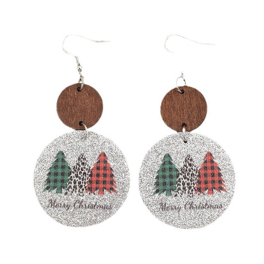 Leather Christmas Tree Earrings