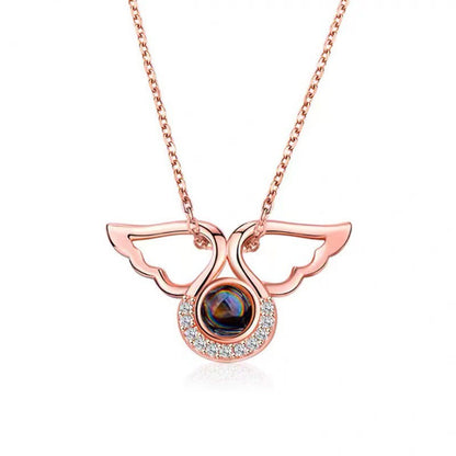 Personality niche 100 languages Love Memory Angel Wing projection pendant