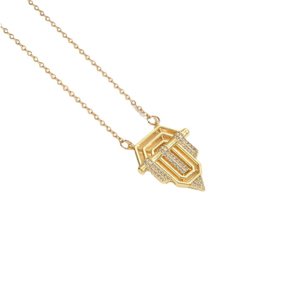 Roman retro flag design pendant necklace for women's collarbone chain