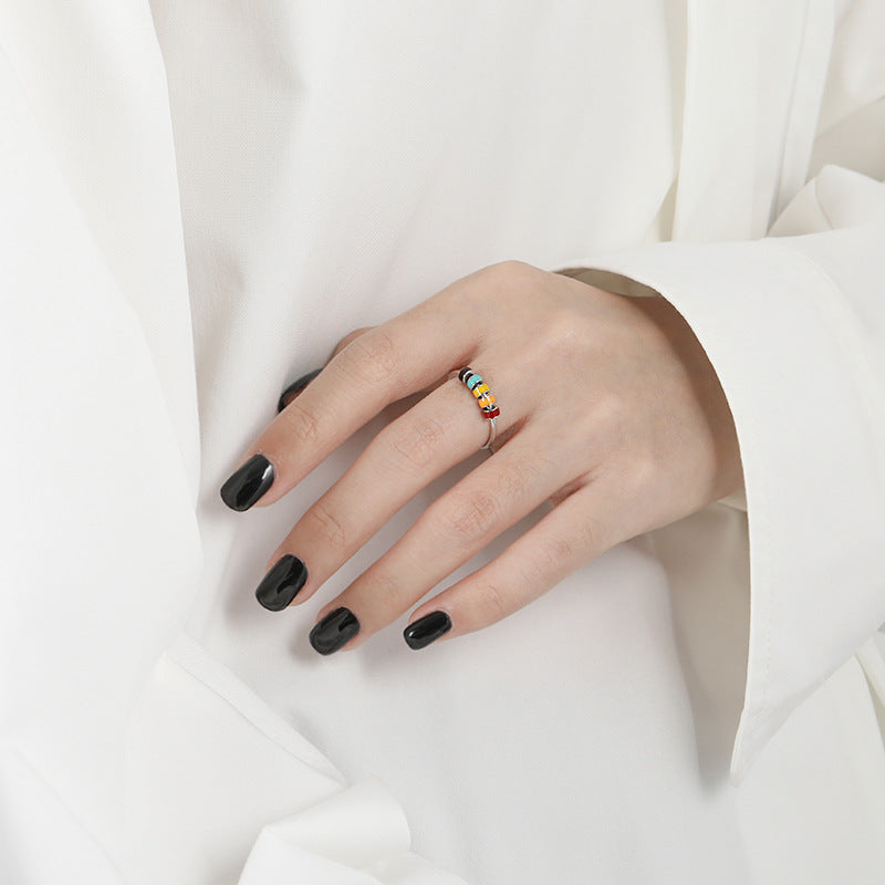 Colorful Droplet Oil Gel Rotating Open-Ended Women's Minimalist Ring