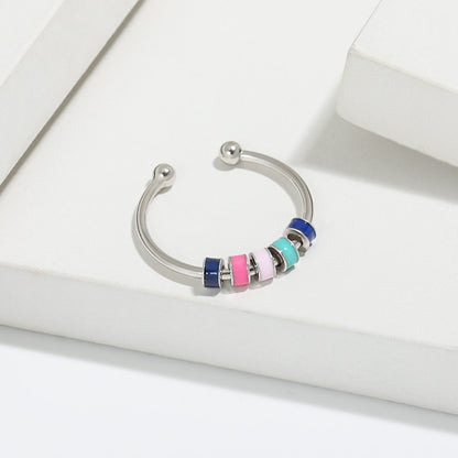 Colorful Droplet Oil Gel Rotating Open-Ended Women's Minimalist Ring