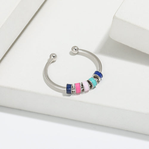 Colorful Droplet Oil Gel Rotating Open-Ended Women's Minimalist Ring