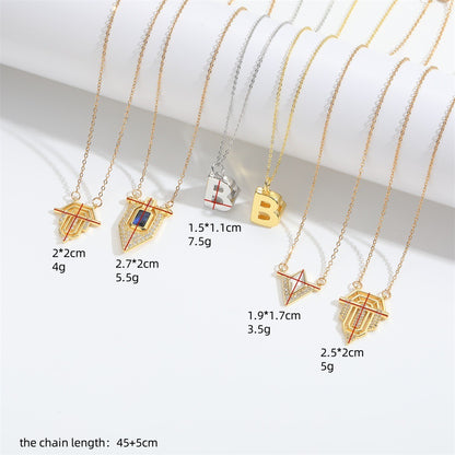 Roman retro flag design pendant necklace for women's collarbone chain